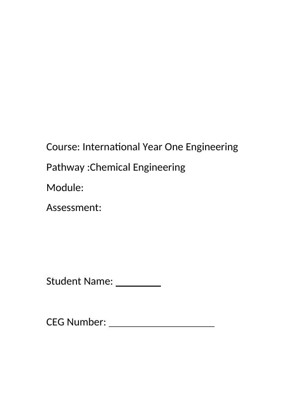 Chemical Engineering Module Assignment_1