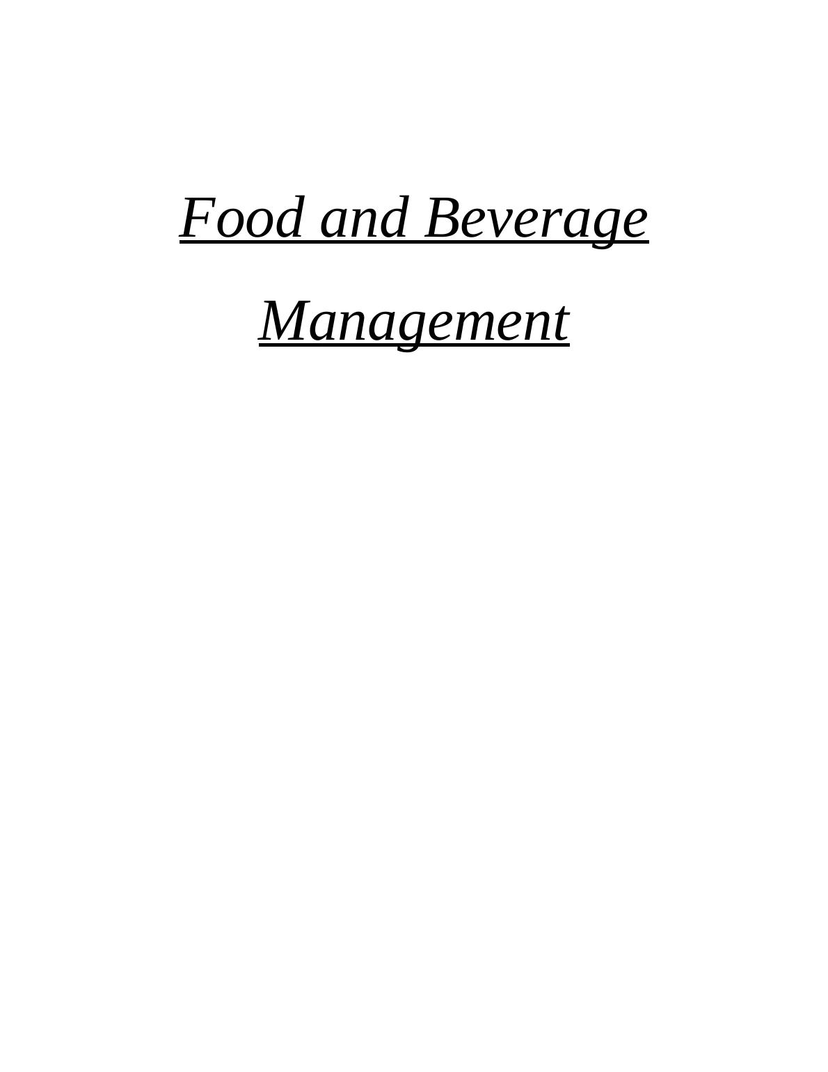 Food and Beverage Management Analysis_1