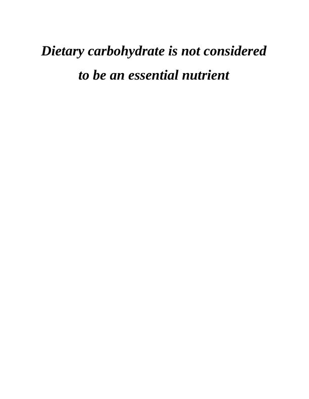 Dietary Carbohydrate | Essay_1