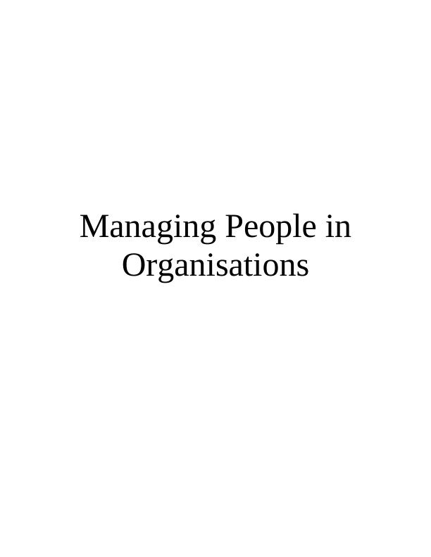 Managing People in Organisations Assignment - McDonald's_1