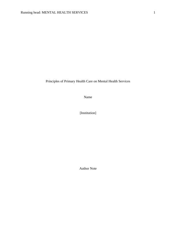 Report on Principles of Health Care_1