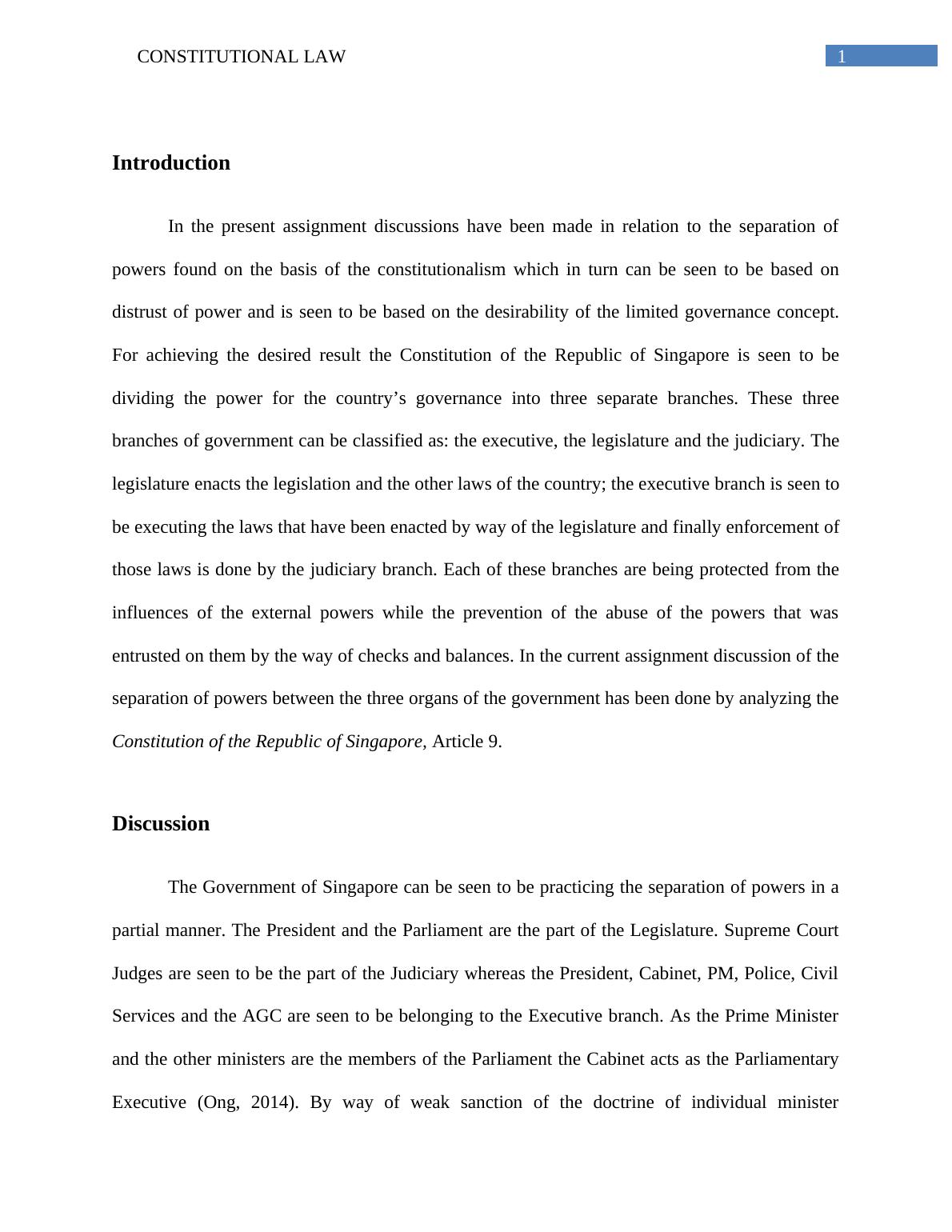 Constitutional Law: Separation of Powers and Fundamental Liberties in Singapore_2