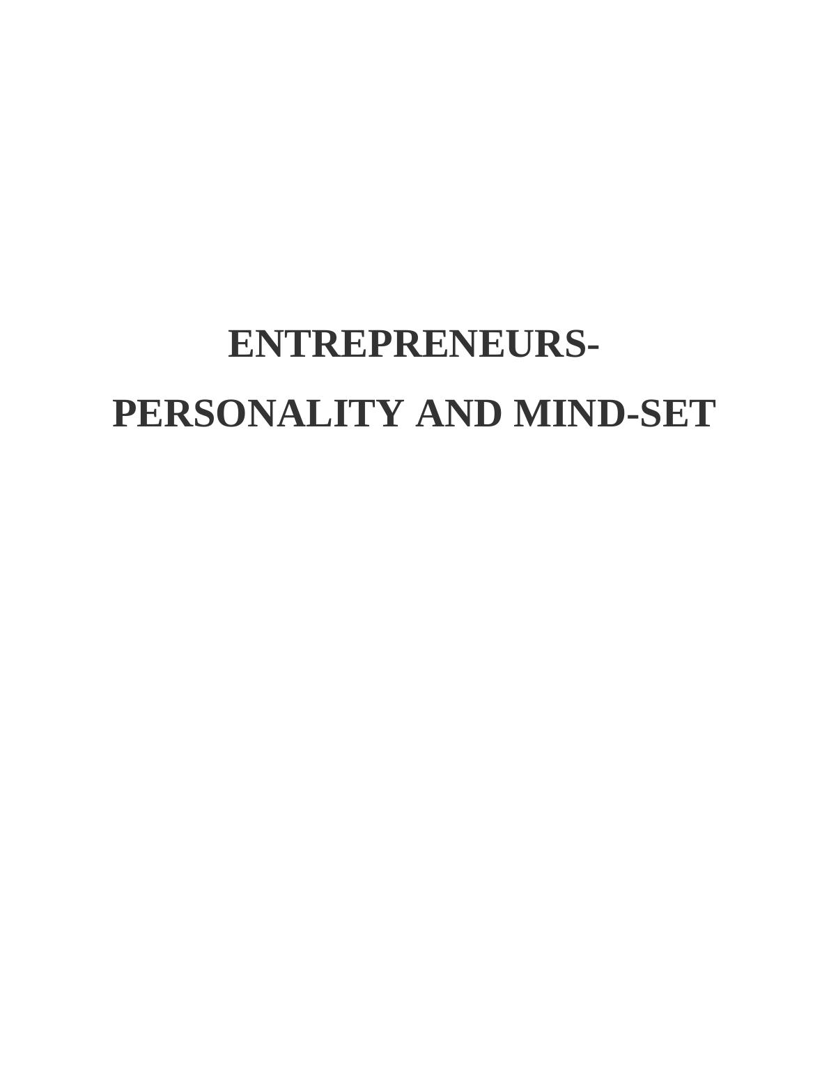 (PDF) Understanding Entrepreneurial Mindset