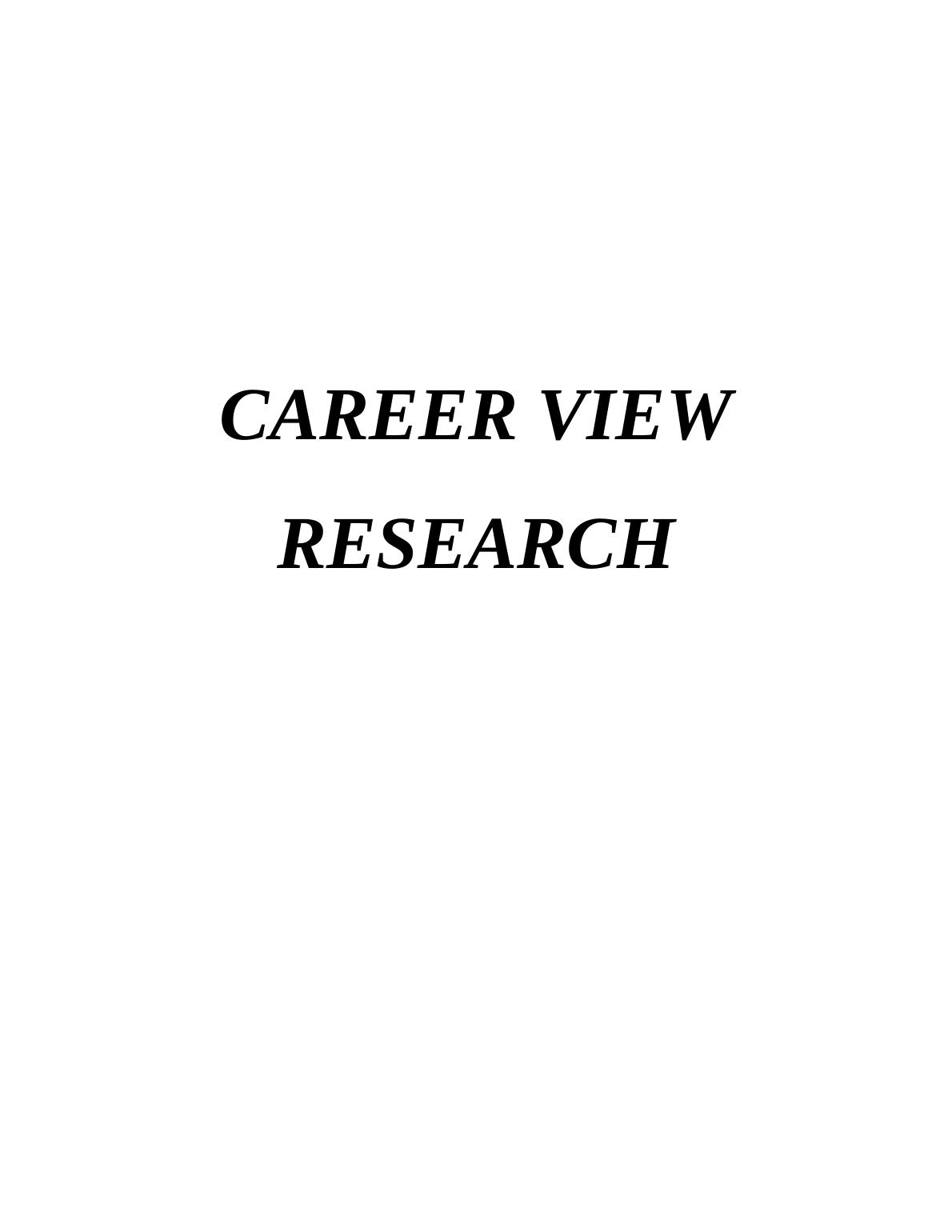 Career View: Personal Analysis, Career Action Plan, and Opportunities in the Travel and Tourism Industry_1
