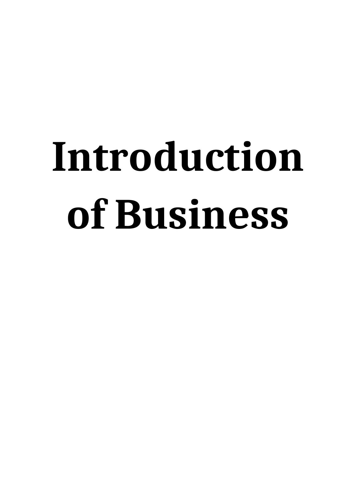 Introduction of Business