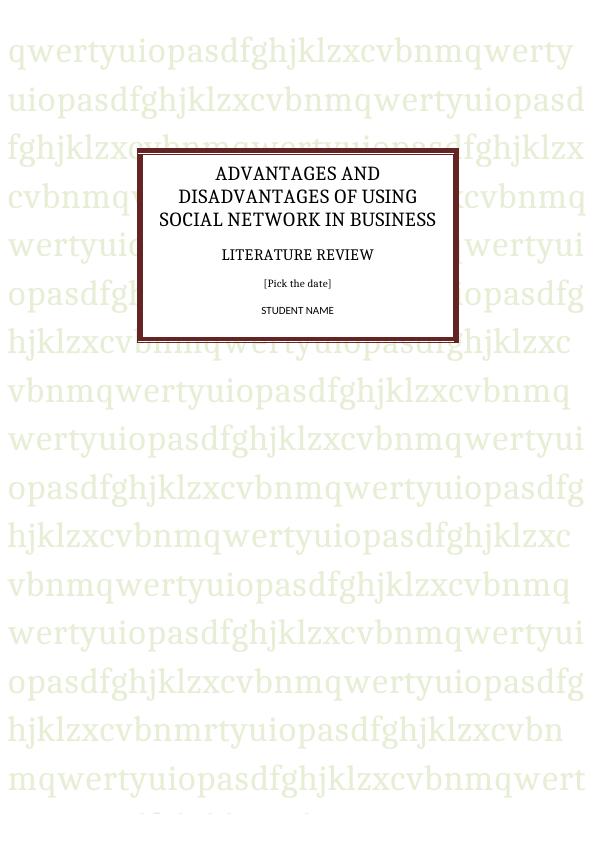 HI 6008 Business Research | Social Network_1