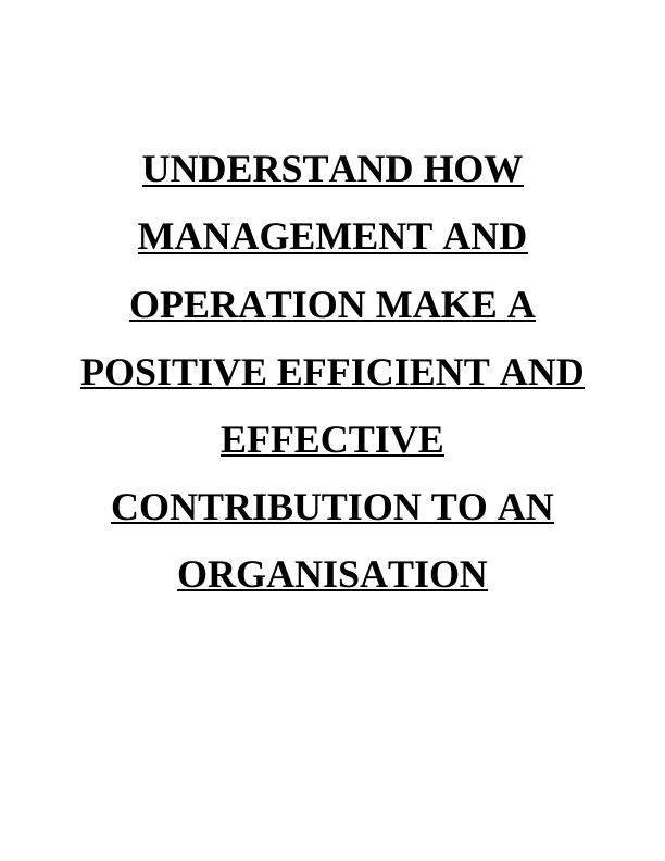 Management and Operation Contribution to an Organisation_1