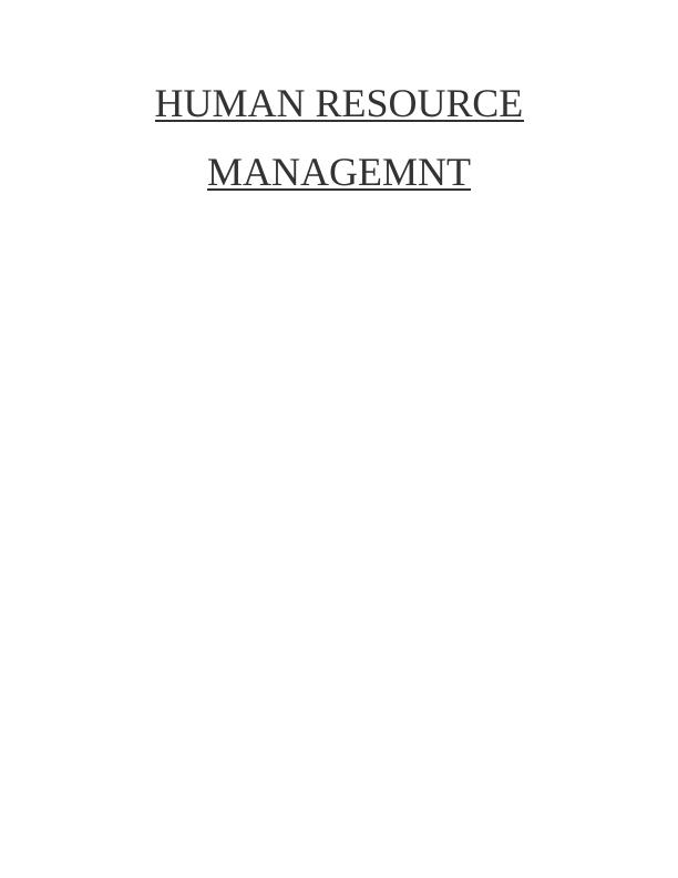 Human Resource  Management   -   Assignment_1
