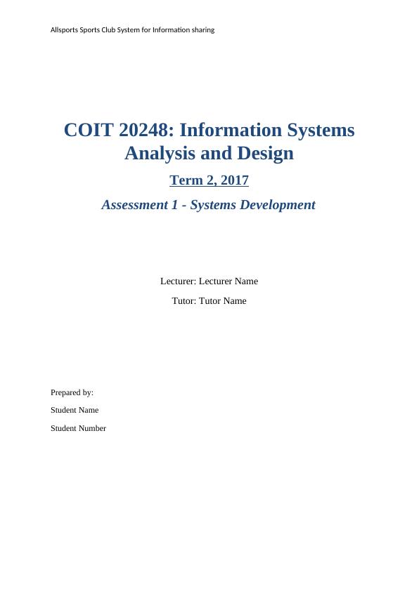 COIT 20248 - Information Systems Analysis and Design_1