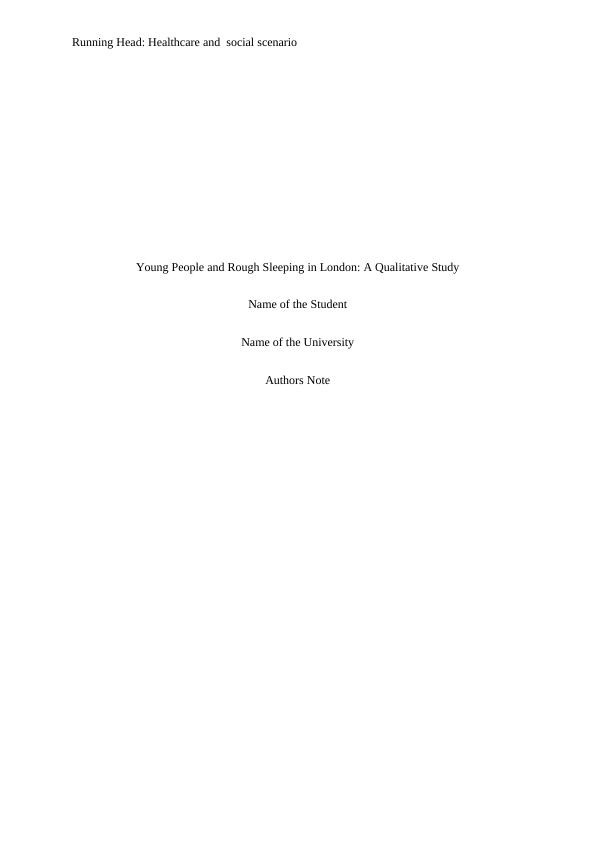 Young People and Rough Sleeping in London: A Qualitative Study_1