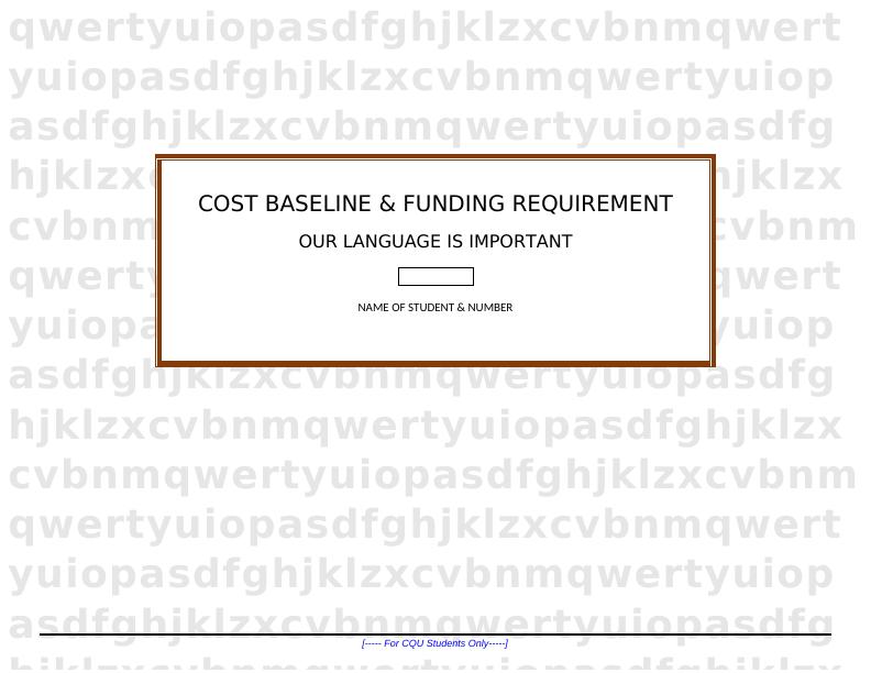 Cost Baseline and Funding Requirements Assignment_1
