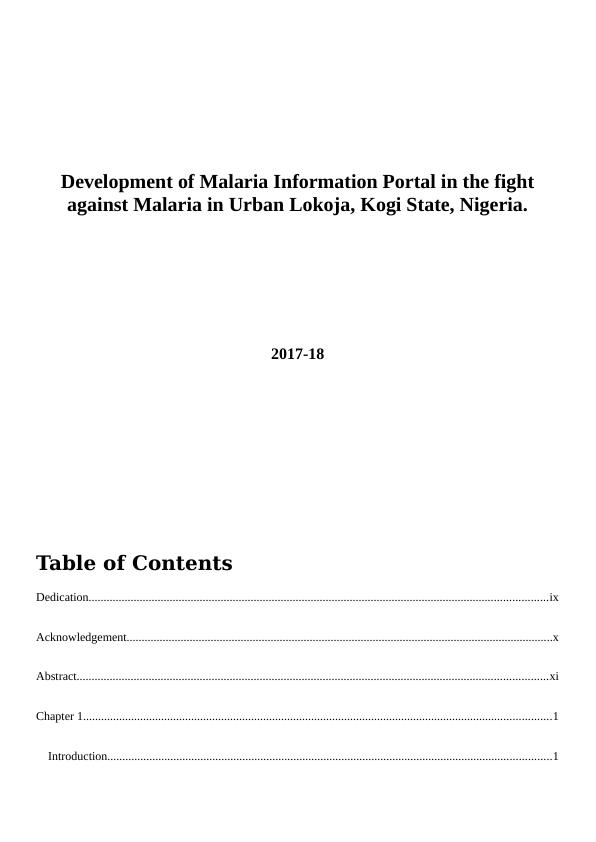 Development of Malaria Information Portal in the fight against Malaria in Urban Lokoja, Kogi State, Nigeria_1