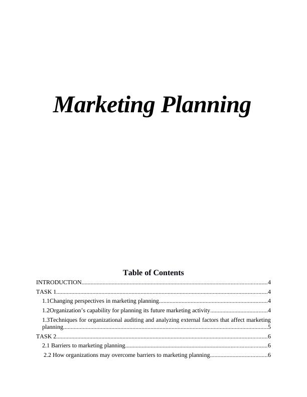 Marketing Planning & Techniques | Assignment_1