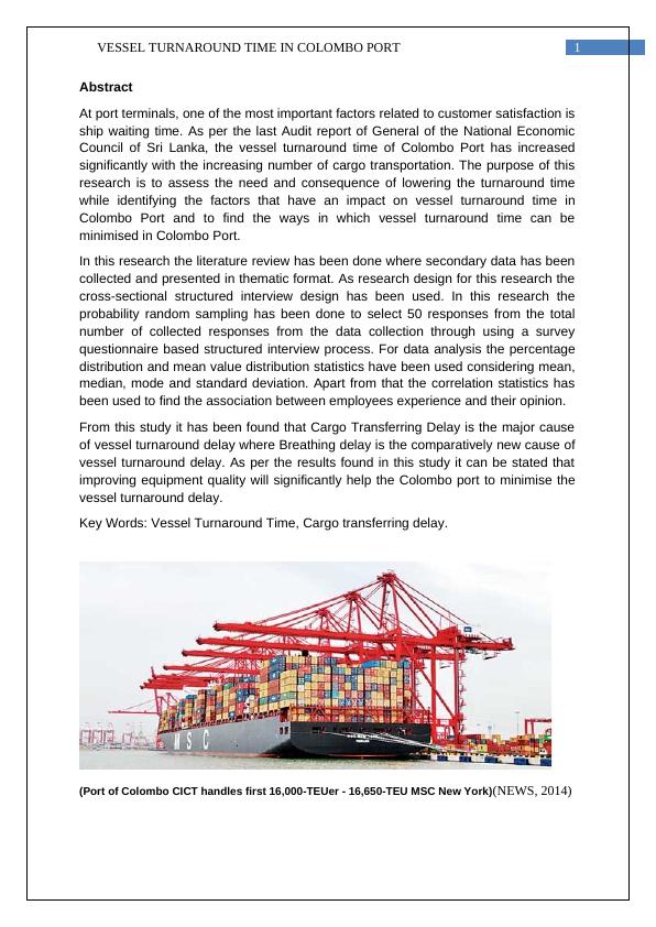 Vessel Turnaround Time in Colombo Port: Factors and Strategies_2