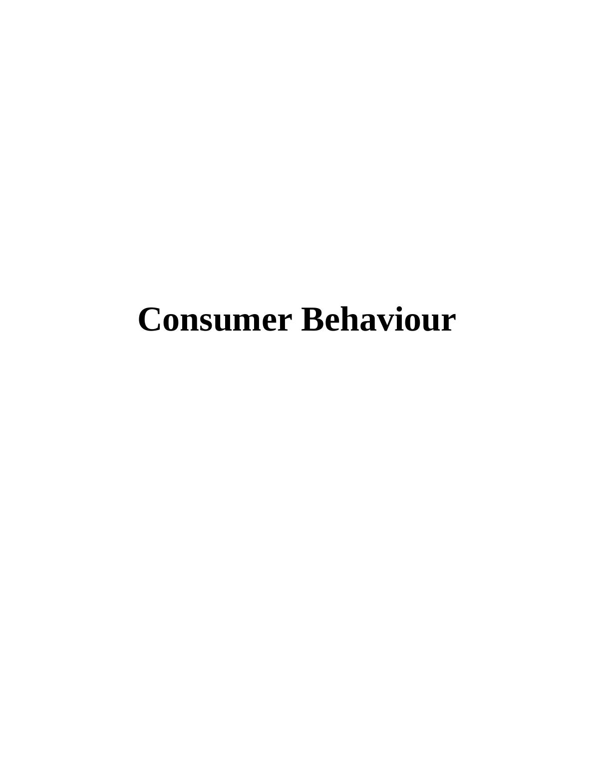 consumer behaviour report assignment