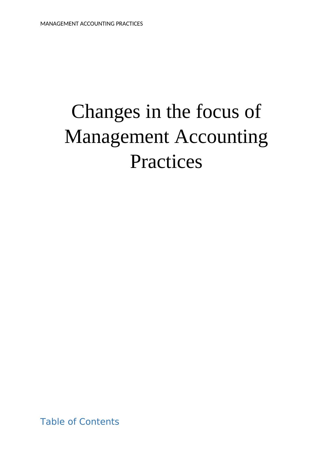 MA620 Advanced Management Accounting Practices | Assignment_1