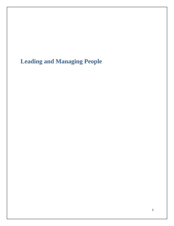 Leading and Managing People | Leadership Assignment_1