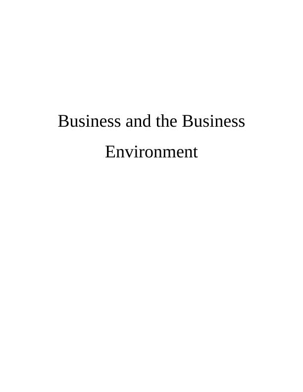 Business and the Business Environment in Retail Company_1