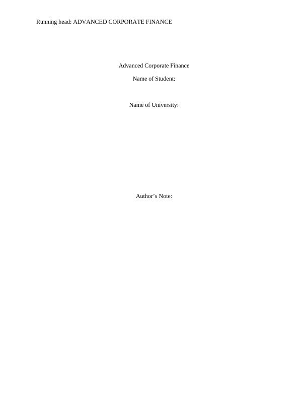 Assignment on Advanced Corporate Finance_1