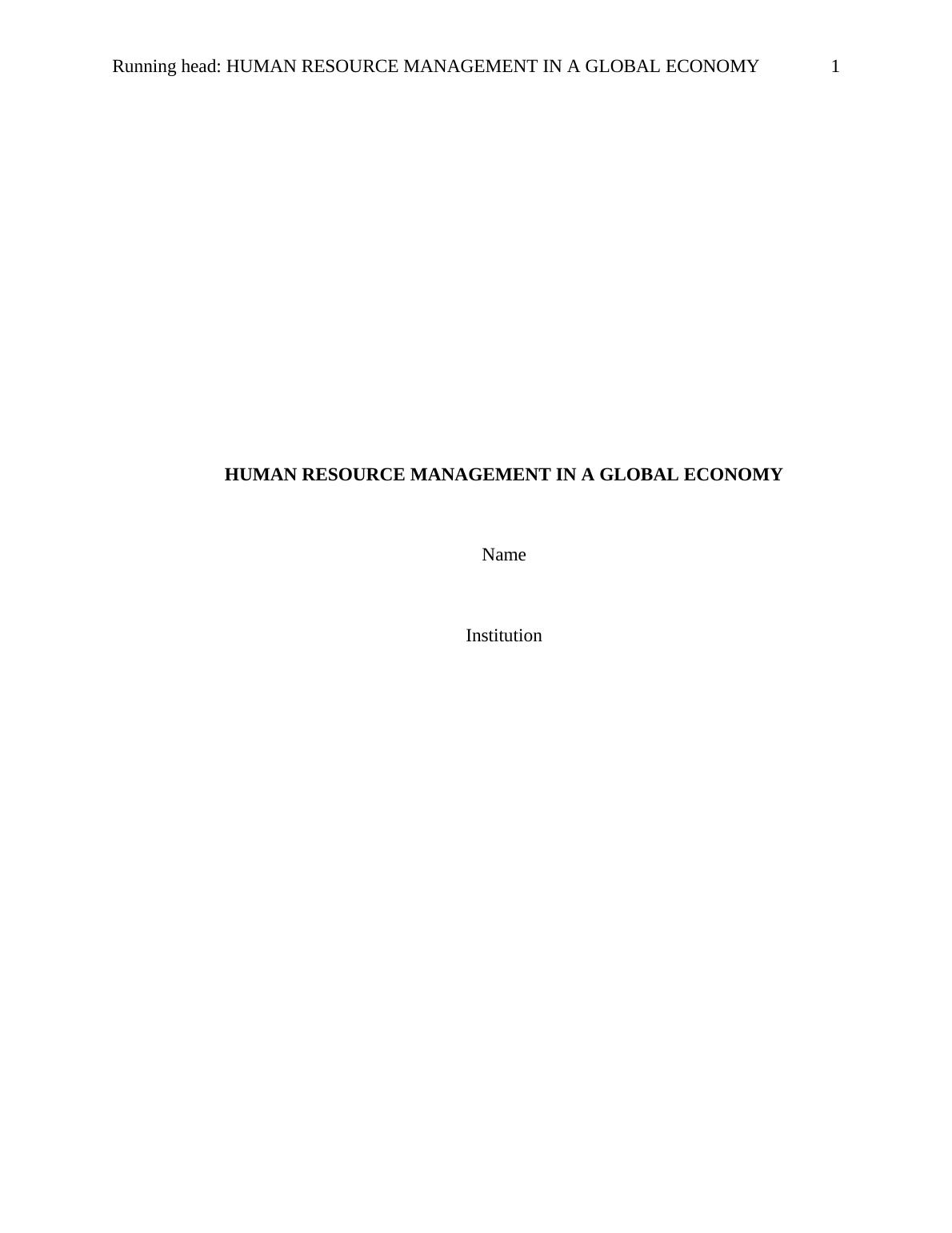 Human Resource Management in a Global Economy_1
