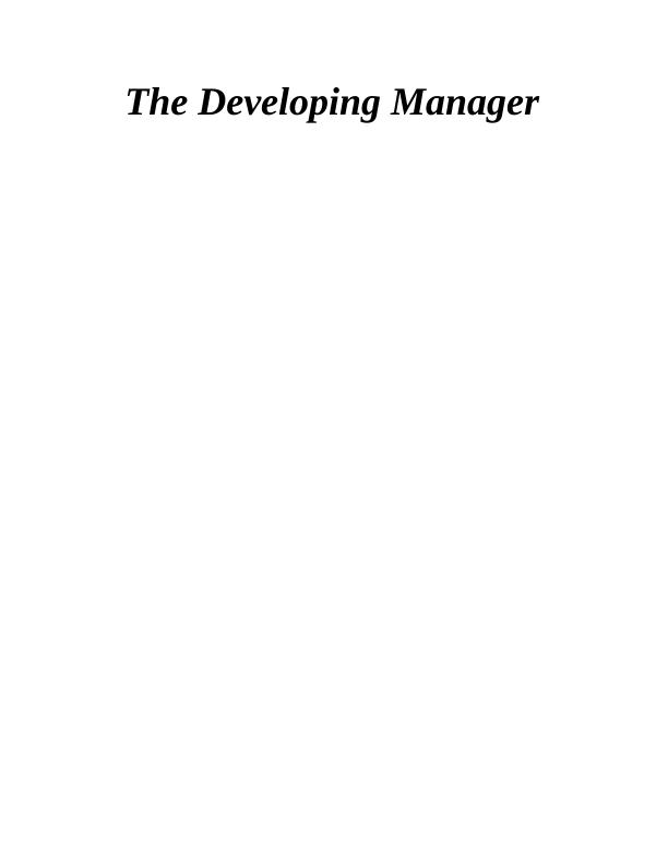 The Developing Manager  -  Assignment_1
