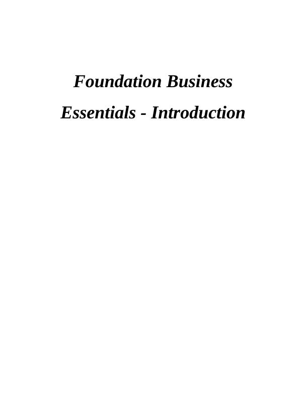Foundation Business Essentials Assignment - Introduction_1
