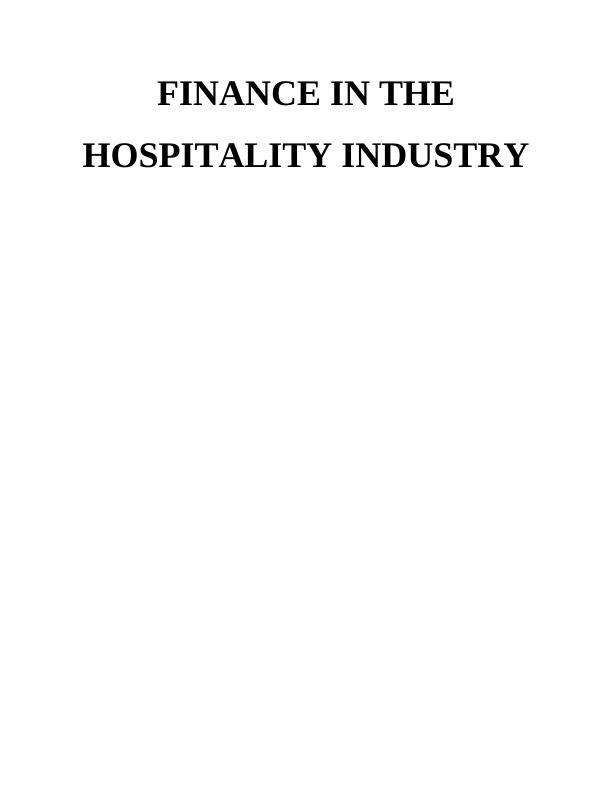 Finance in the Hospitality Industry Report_1