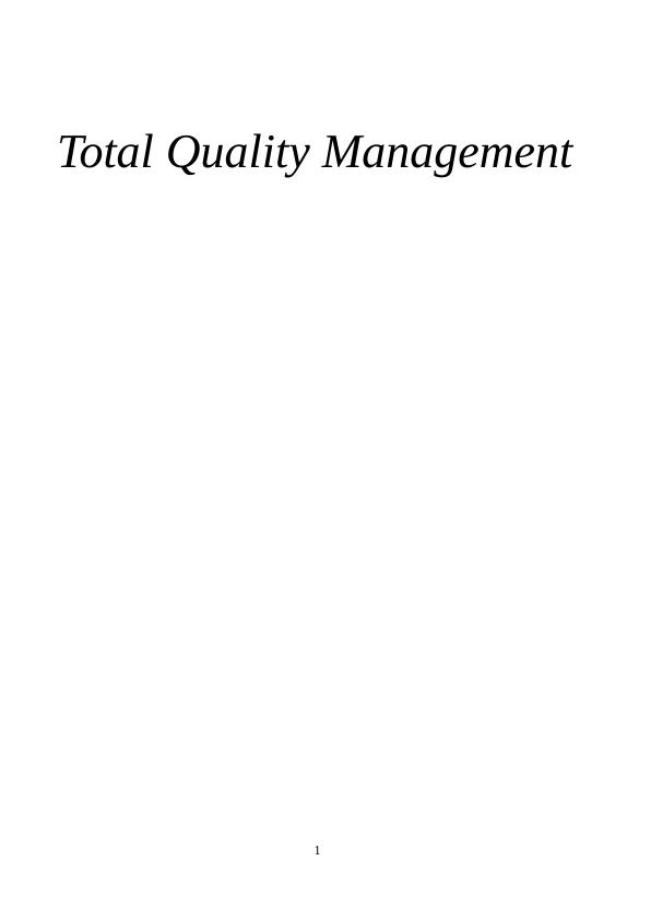 Aspects of Total Quality Management | Hilton Hotel_1