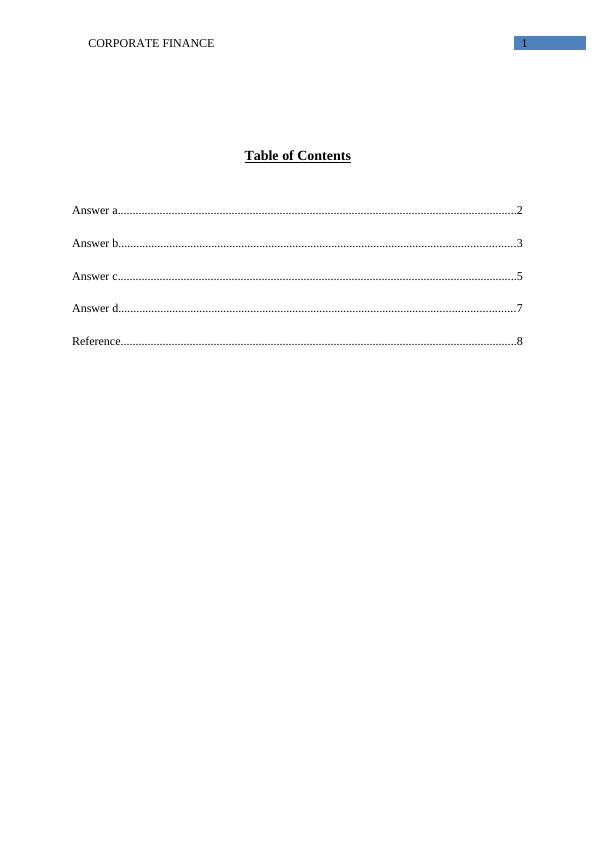 Sample Assignment on Corporate Finance_2