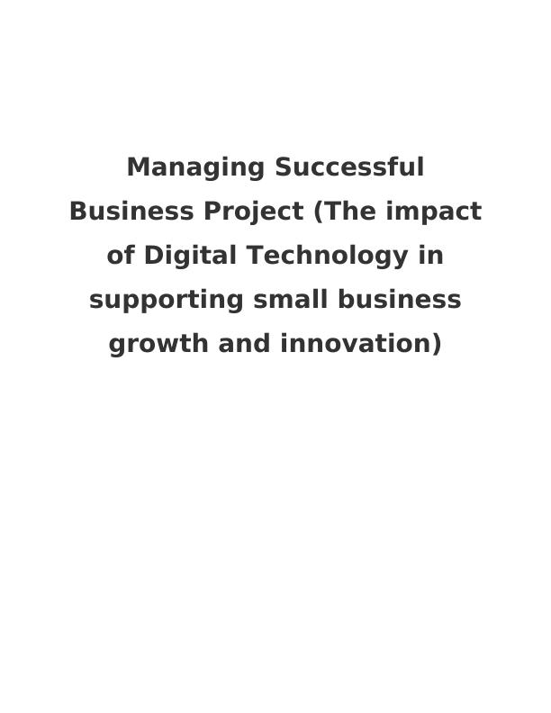Impact of Digital Technology in Small Business Growth : Project on EE limited_1