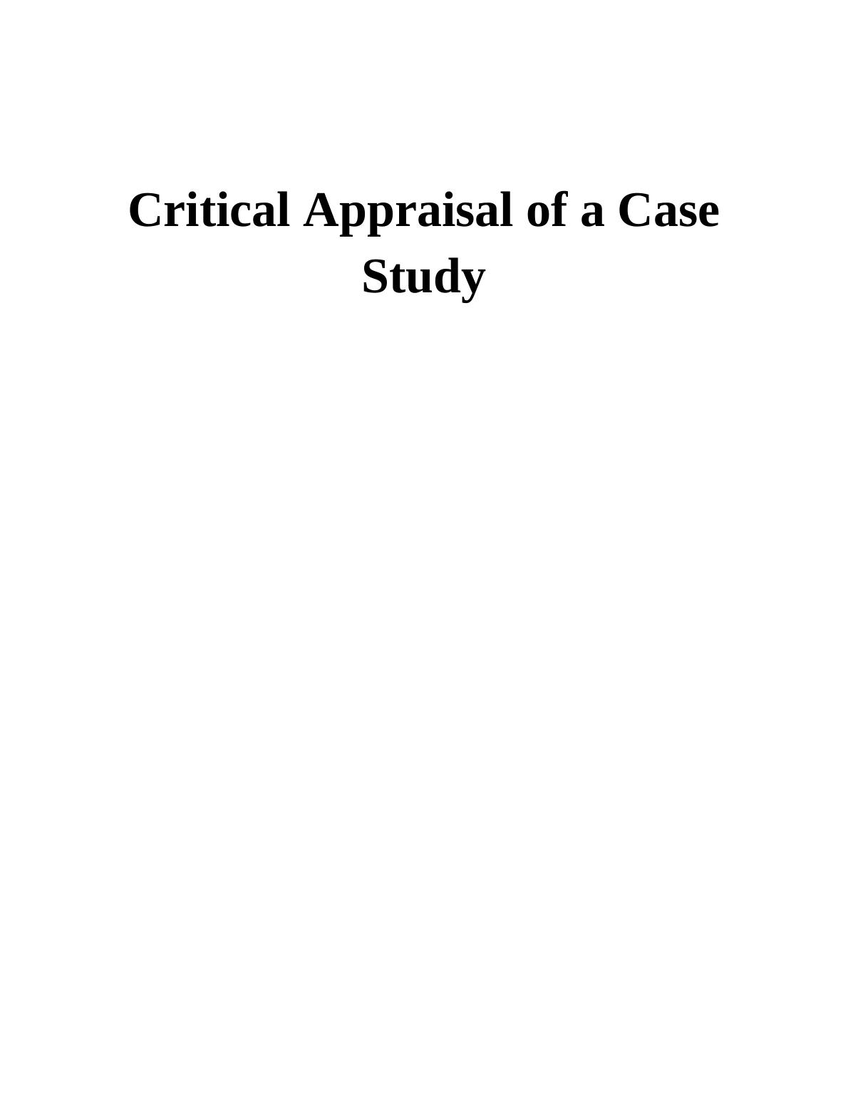 critical appraisal of a case study