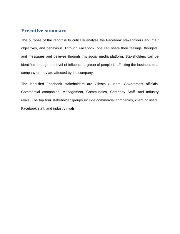 Facebook Stakeholder Analysis: Commercial Companies, Clients/Users, Facebook Staff, and Industry Rivals_2