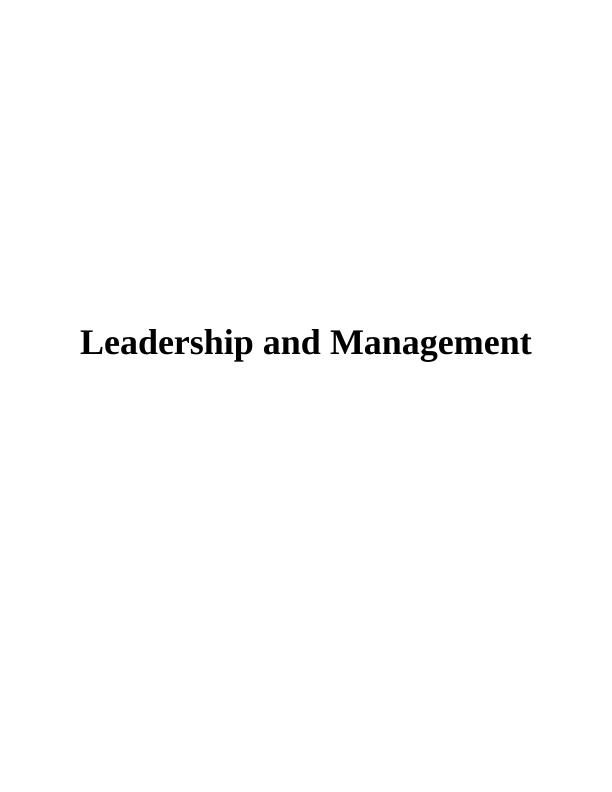 Concepts of Management and Leadership : Report_1