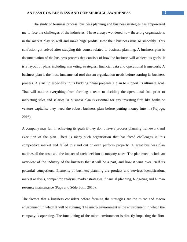 Essay on Business and Commercial Awareness_2