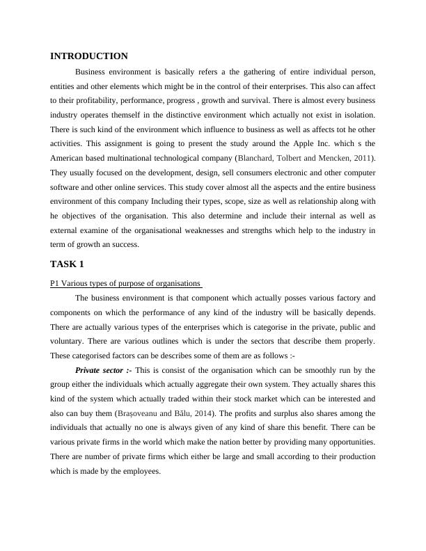 Business and Business Environment of Apple Inc : Assignment_3