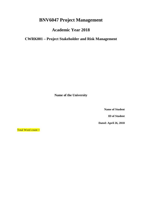 BNV6047 Project Management_1