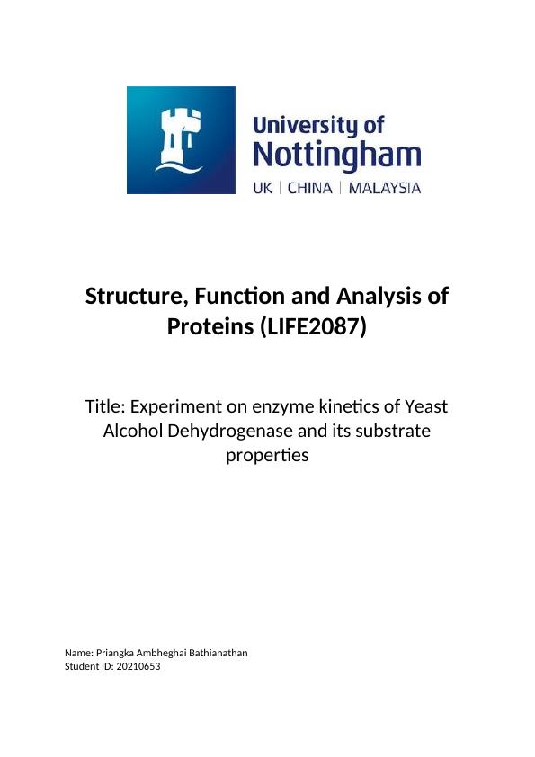 Enzyme Kinetics of Yeast Alcohol Dehydrogenase_1