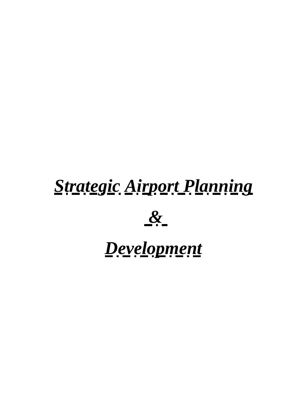 Strategic Airport Planning And Development