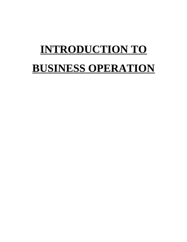 Introduction to Business Operations Assignment_1