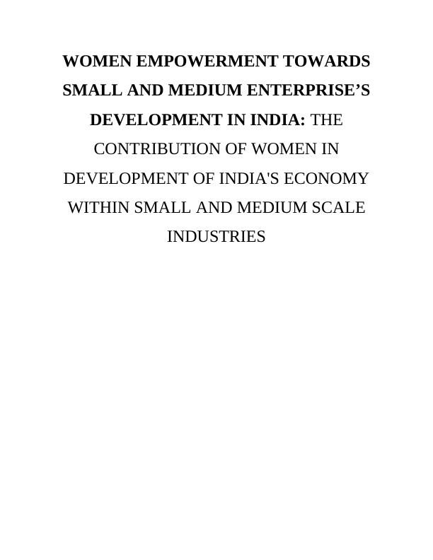 Contribution of Women Empowerment towards SME’s Development in India_1