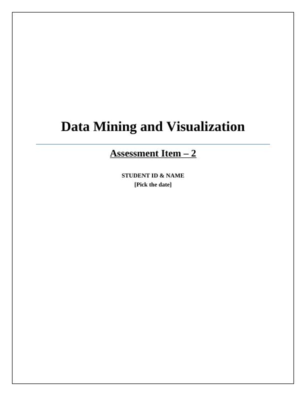 Data Mining and Visualization Assessment | Study_1
