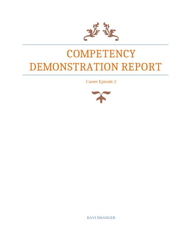 Competency Demonstration Report: Assignment_1