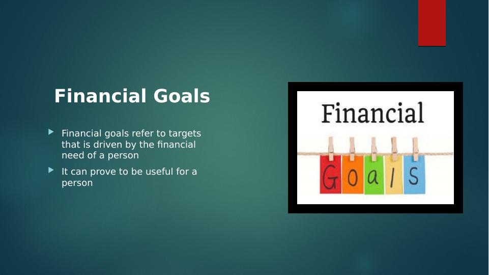 financial goals assignment