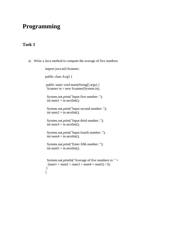 Programming Assignment: Java Programming_1