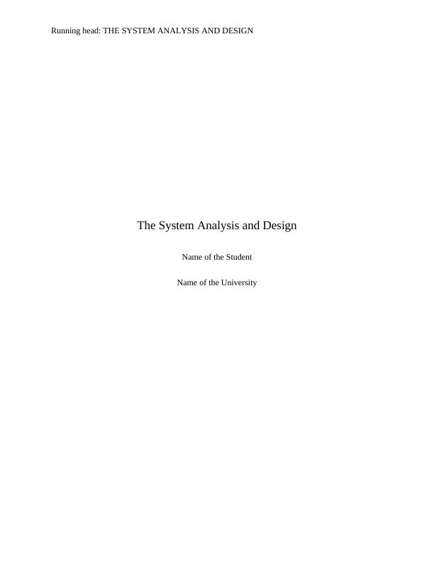 Assignment on the System Analysis and Design_1