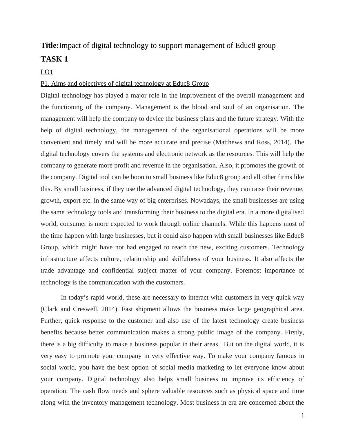 Impact of Digital Technology to Support Management of Edu8 Group : Report_3