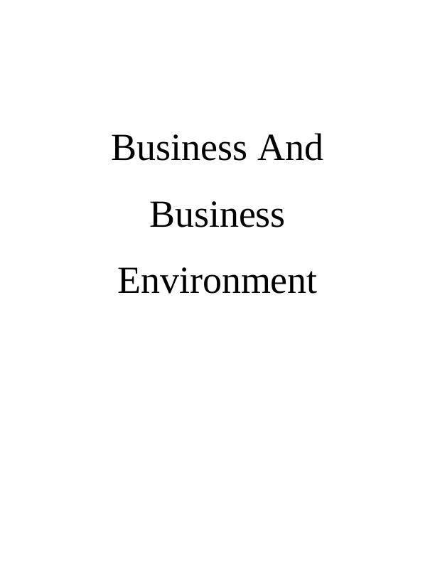 Business And Business Environment : Iceland Foods Ltd_1
