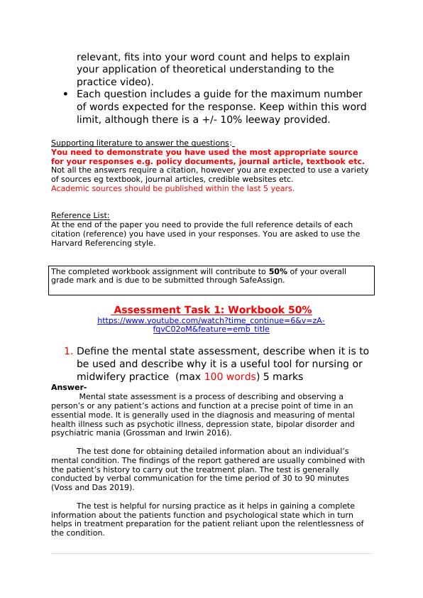 Assessment Task 1: Nursing | Mental State Examination Workbook_2