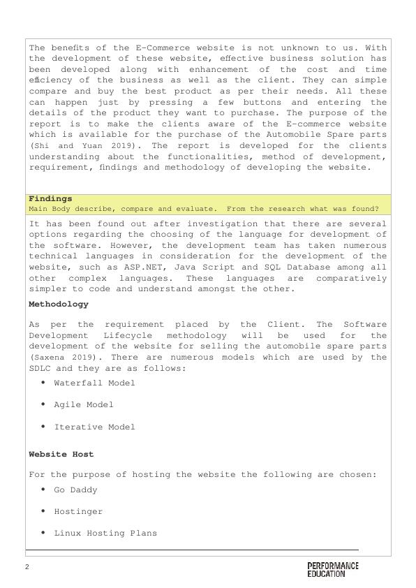 site Development For Selling Automobile Spare Parts Report