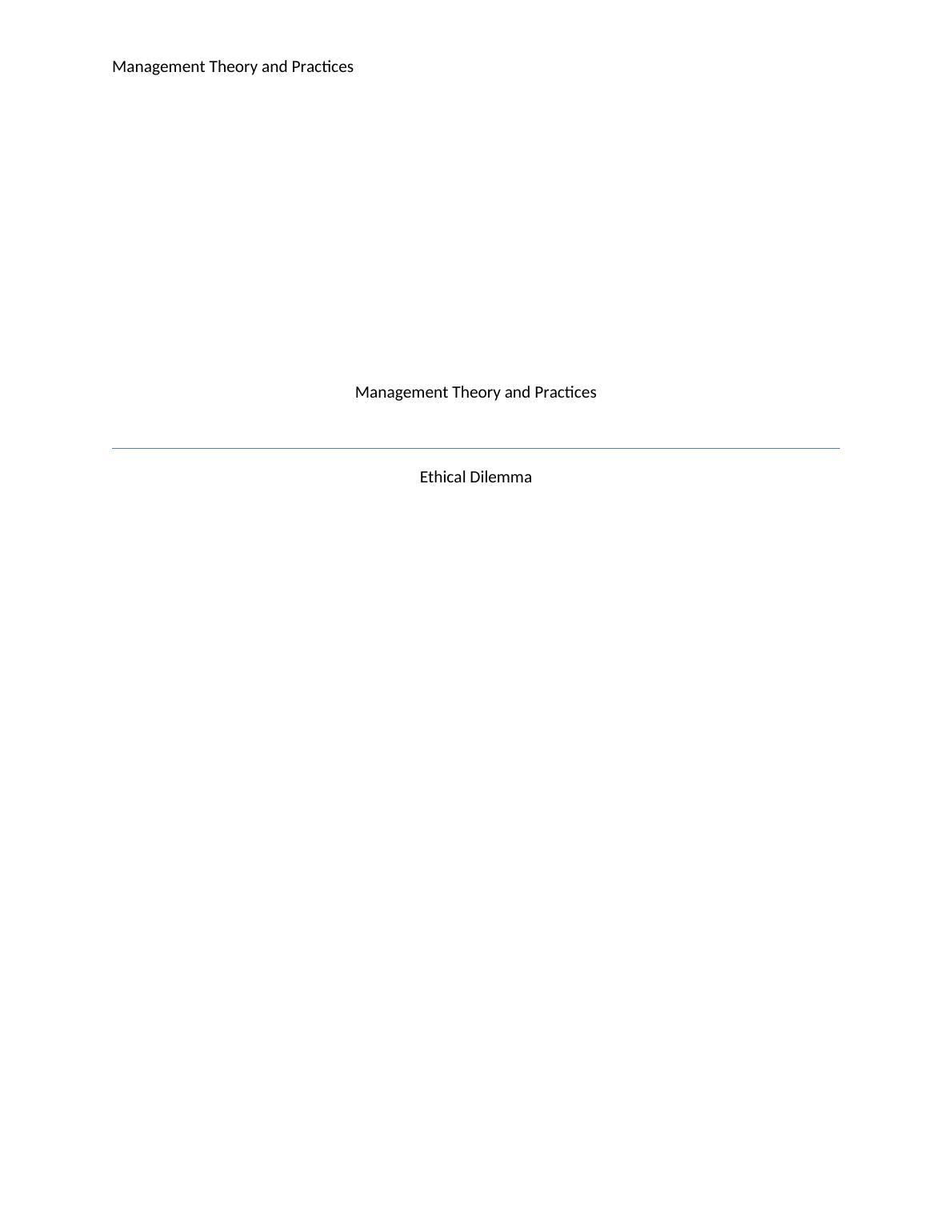 Management Theory and Practices - Report_1